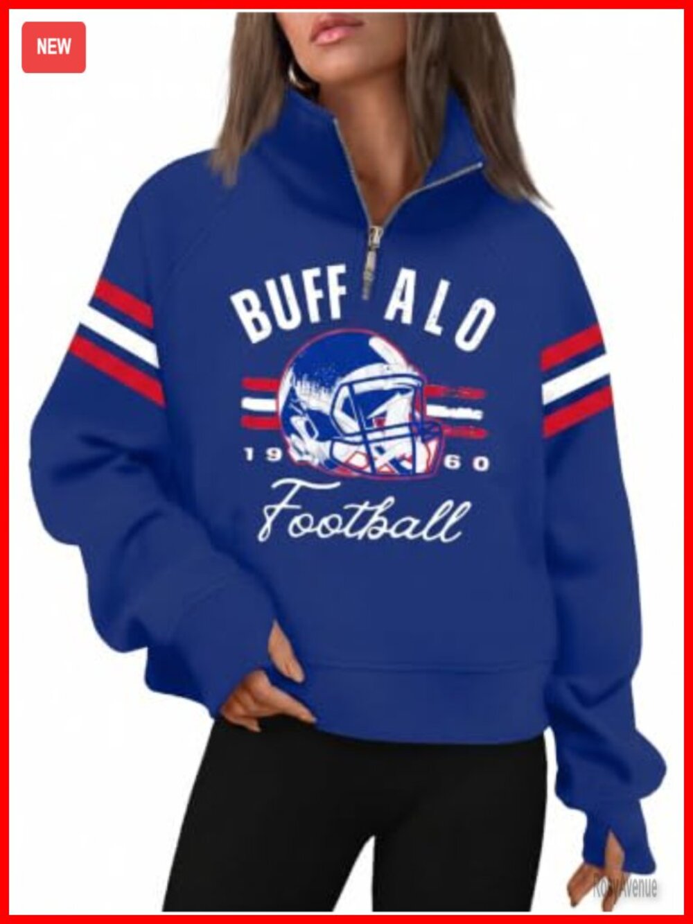 Football Sweatshirt Women Quarter Zip Cropped Game Day Long Sleeve